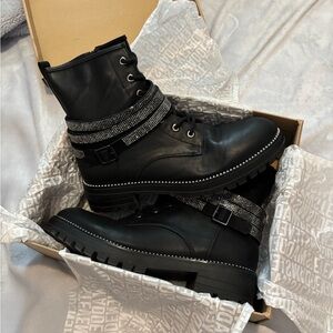 Steve Madden Black Studded Combat Boots